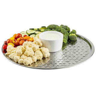 Tablecraft 12847 Hive Collection 18" Round Serving Tray, Honeycomb, SS