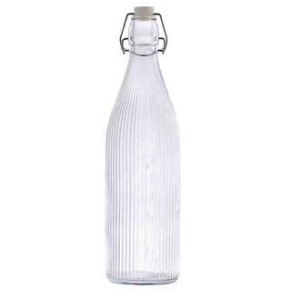 Tablecraft 12976 34 oz. Resealable Glass Carafe, Fluted, Clear