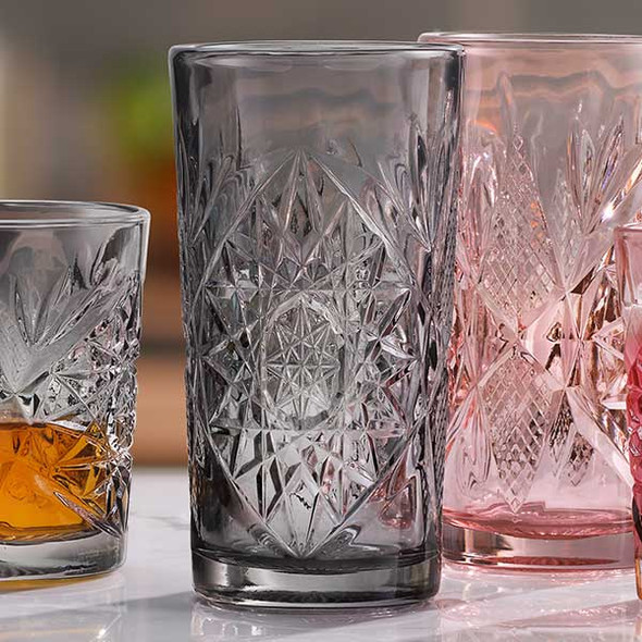 Libbey 5633/AK7P2M Hobstar 16 oz. Cooler Glass, Graphite