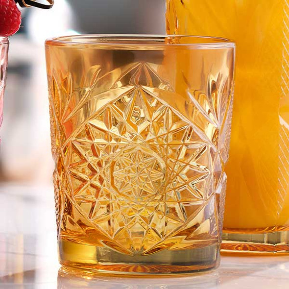 Libbey 5632/AC1Z1Z Hobstar 12 oz. Double Old-Fashioned Glass, Topaz
