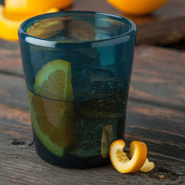 Carlisle MIN544015 Mingle 14 oz. Double Old Fashioned Glass, Plastic, Teal - 12/Case