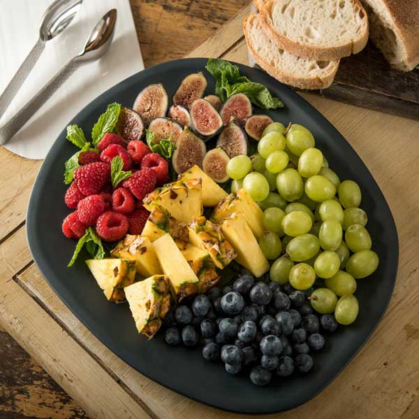 Carlisle 5310238 Ridge 13" Oblong Plate, Melamine, Slate - 6/Case