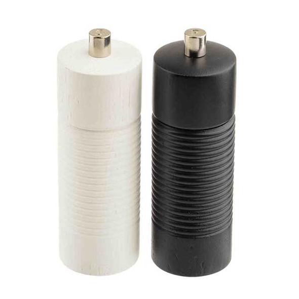 Tablecraft 12857 1-1/2 oz. Salt & Pepper Mill Set, Black & White - 2/Set