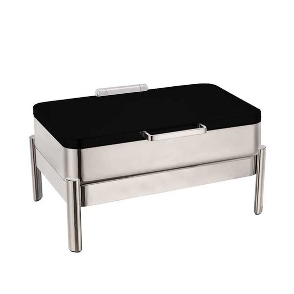 Eastern Tabletop 3875SMB Jazz Smooth Collection 8 Qt. Induction Chafer w/Stand and Black Powder Hinged Cover