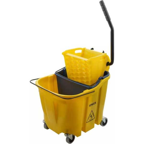 Carlisle 9690404 OmniFit 35 Qt. Mop Bucket Combo w/Press Wringer & Soiled Water Insert, Yellow