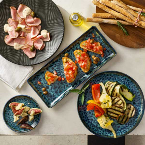 Libbey 803122741000301 Mirage 10-5/8" Coupe Plate, Blue & Black - 6/Case