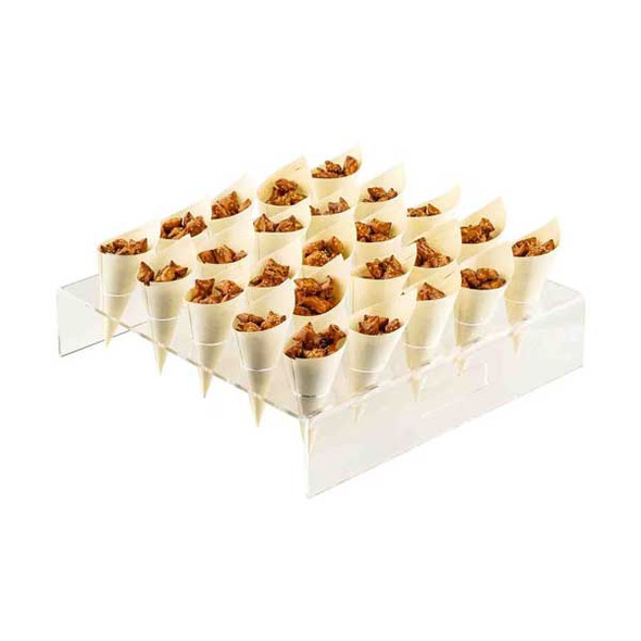 Tablecraft 12817 Square Cone Holder, Holds 25, Acrylic