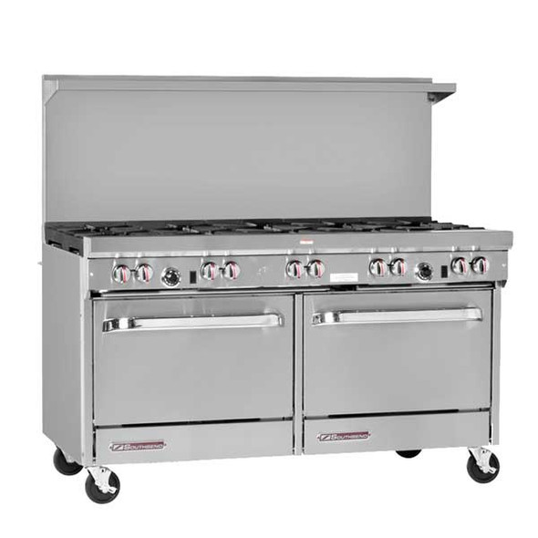 Southbend S60DD S-Series 60" Restaurant Gas Range w/10 Open Burners & 2 Ovens, 28,000 BTU