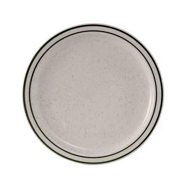 Tuxton TES-006 Emerald 6-1/2" Round Plate, Eggshell w/Green Speckle - 36/Case