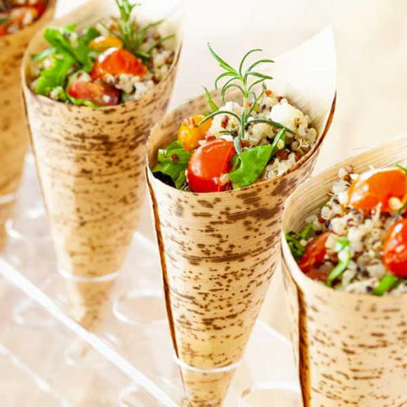 Restaurantware RWB0109 Bambuddha 4 oz. Large Cone, Bamboo - 200/Box