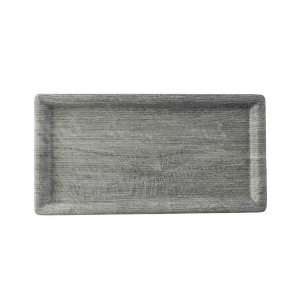 Tablecraft 12453 Smokehouse Melamine Collection Rectangular Serving Tray, Gray, Decaled Melamine