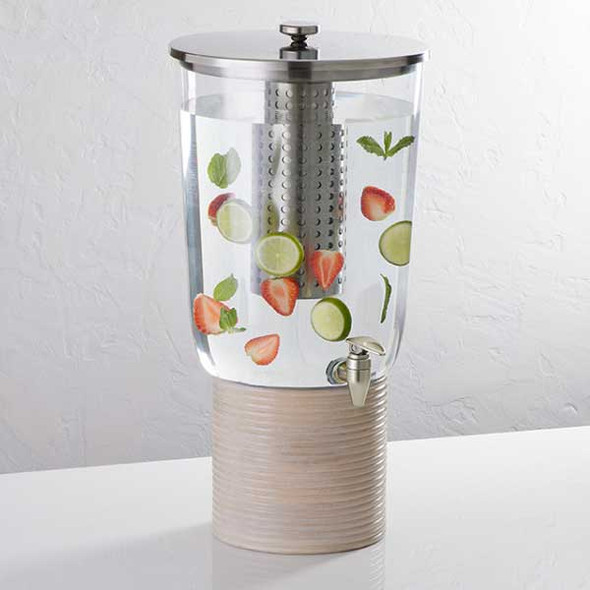 American Metalcraft JBASES8 Mix & Match Hampton Juice Dispenser Base, Round, Mango Wood, Sun-Bleached