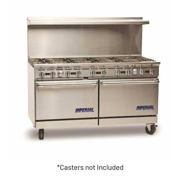 Imperial IR-10 Pro Series 60" Gas Restaurant Range, 10 Burner, (2) Standard Ovens, 390,000 BTU