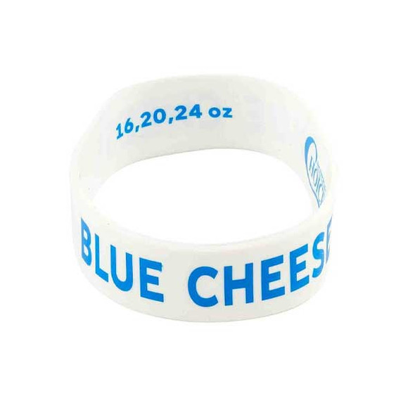 Tablecraft 13079 "Blue Cheese" Bottle Band, White/Royal Blue, Silicone