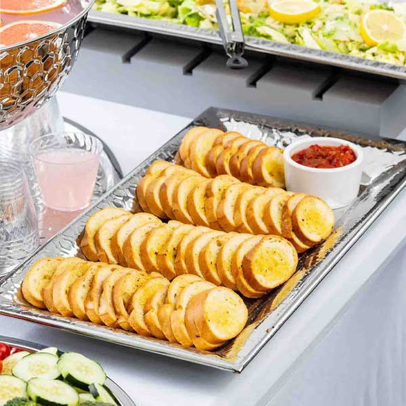 Tablecraft 12842 Hive Collection 22" Rectangular Serving Tray, Honeycomb, SS