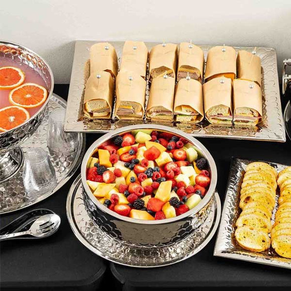 Tablecraft 12846 Hive Collection 16" Round Serving Tray, Honeycomb, SS