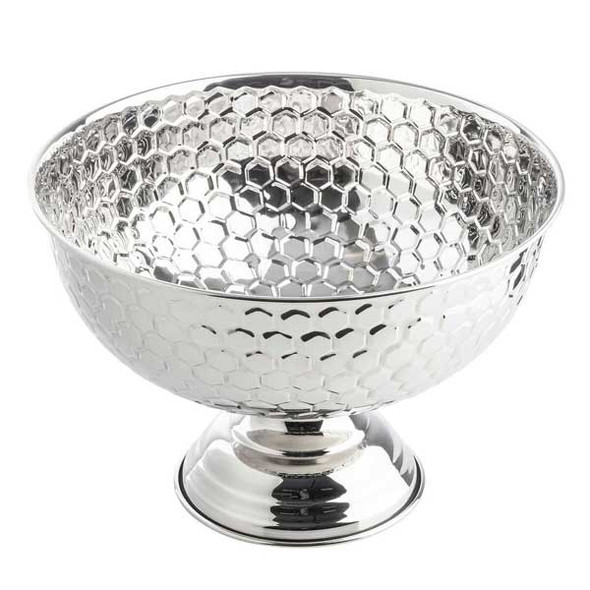 Tablecraft 12850 Hive Collection 14 qt. Round Punch Bowl, Honeycomb, SS