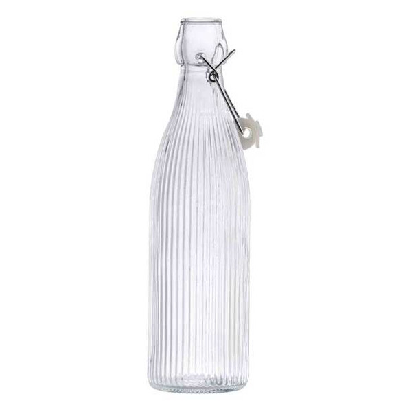 Tablecraft 12975 17 oz. Resealable Glass Carafe, Fluted, Clear