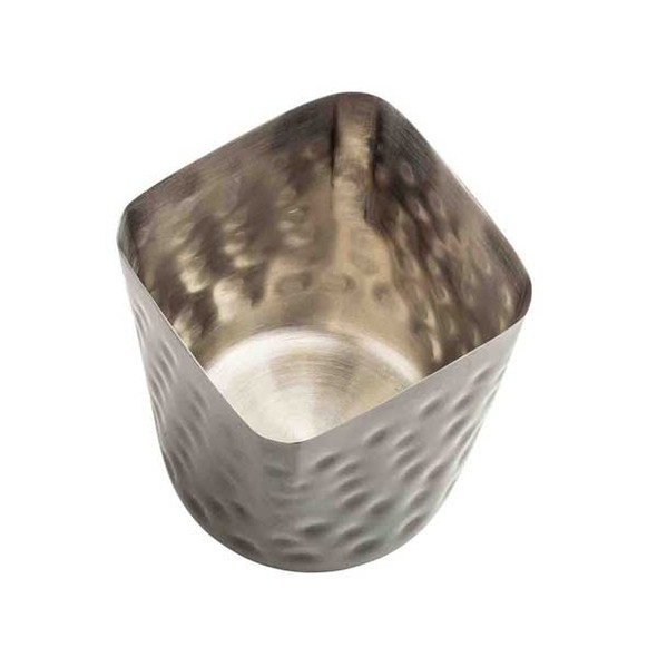 Tablecraft 12960 12 oz. Square Fry Cup, SS, Black Hammered