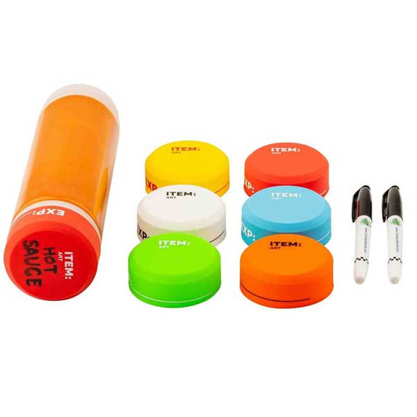 Tablecraft 13096 Writeable Silicone InvertaTop, 63mm, (2) Markers, Multi-Color - 6/Set