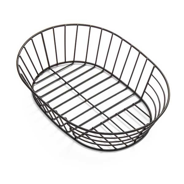 American Metalcraft STO11 Stria 11"L  x 8" Oval Basket, Iron, Black