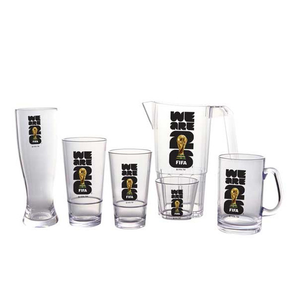 G.E.T. BP-64-FIFA26-LOGOCOLOR  FIFA World Cup 2026 64 oz. Stackable Pitcher, SAN, Clear w/3D Black & Gold Logo - 12/Case