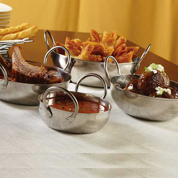 American Metalcraft BD35 10 oz. Round Balti Dish w/Handles, SS, Mirror Finish