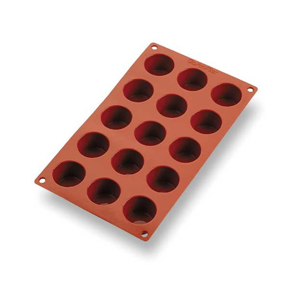 Matfer Bourgeat 257914 Gastroflex 15 Cup Mini Muffin/Cupcake Mold Sheet, Non-Stick, Round, Silicone