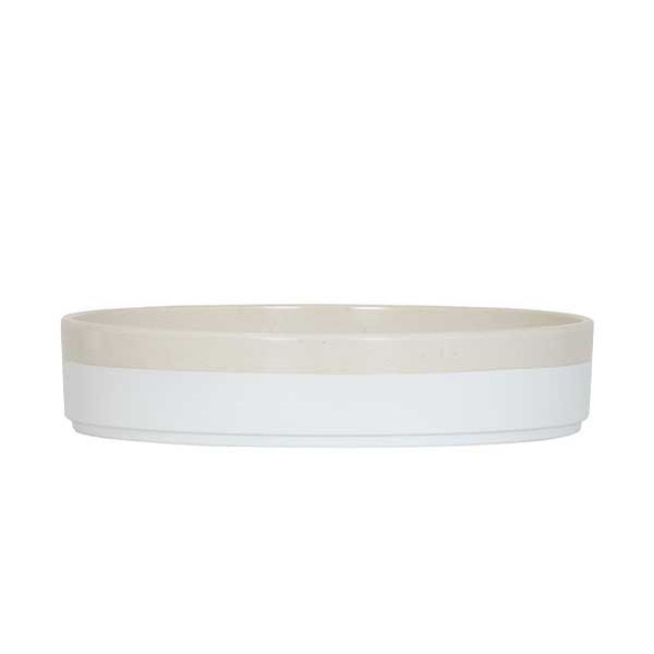Cal-Mil 26131-8-139 Sorelle 8" Raised Rim White and Ivory Speckle Plate