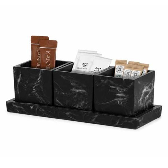 Cal-Mil 28521-4-124 Resin 3 Jar Set, Black Swirl