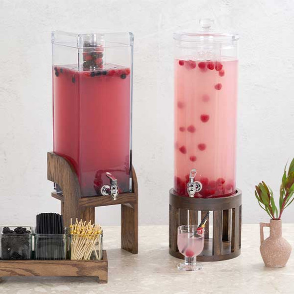 Cal-Mil 27019-3INF-136 Melrose 3 gal. Beverage Dispenser, Infusion Chamber, Square, Chocolate Brown Oak