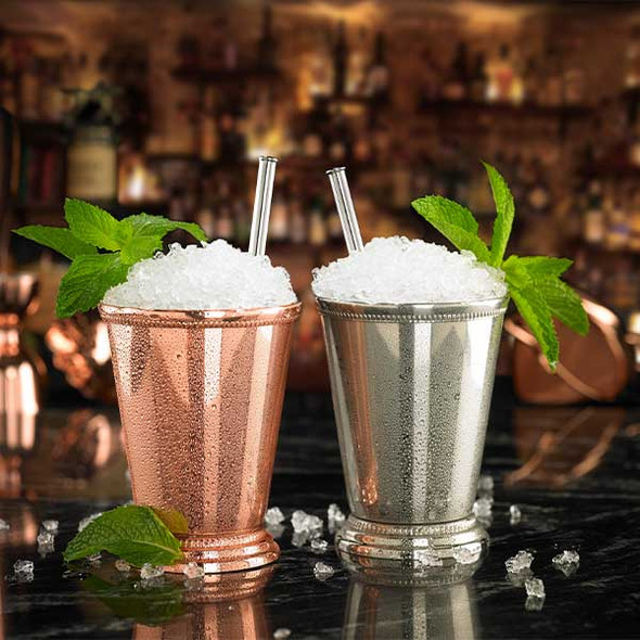 Barfly M37032 12 oz. Julep Cup, Footed Base, Beaded Edge, 18/8 Stainless Steel