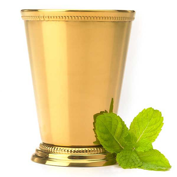 Barfly M37032GD 12 oz. Julep Cup, Footed Base, Beaded Edge, 18/8 SS, Gold Plated