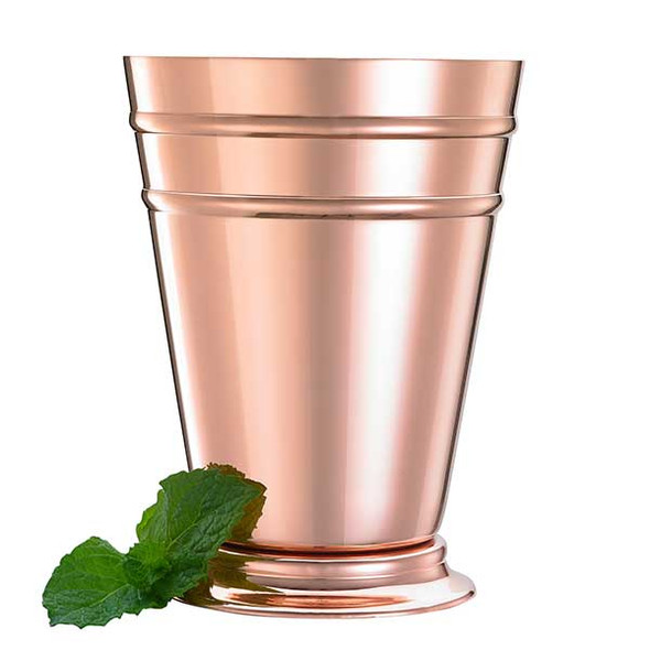 Barfly M37168CP 13-1/2 oz. Deluxe Julep Cup, Footed Base, Dual Rib Design, 18/8 SS, Copper Plated Finish