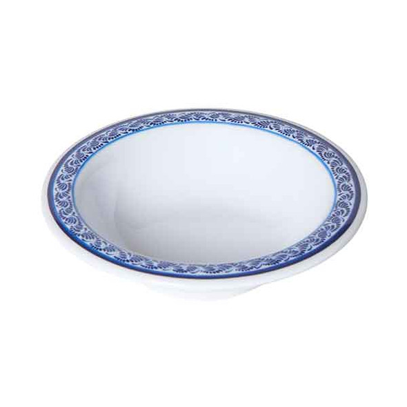 GET B-454-DE Diamond Esencia 4.5 oz. Narrow Rim Bowl, Melamine, White w/Blue Decal