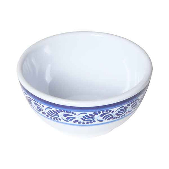 GET B-525-DE Diamond Esencia 16 oz. Rimless Bowl, Melamine, White w/Blue Decal - 24/Case