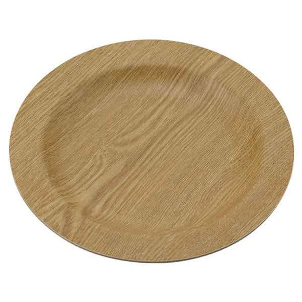 Service Ideas RT701LW Thermo-Plate Platter Small Round Holder, Light Wood