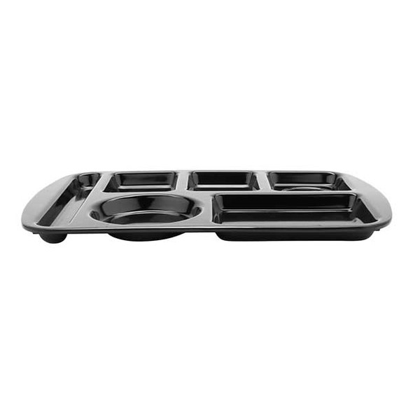 GET TL-151-BK 6-Compartment School Tray, Left Handed, Black - 12/Case