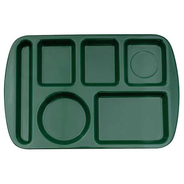 GET TL-151-HG 6-Compartment School Tray, Left Handed, Hunter Green - 12/Case