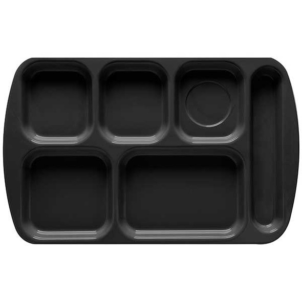 GET TR-151-BK 6-Compartment School Tray, Right Handed, Black - 12/Case