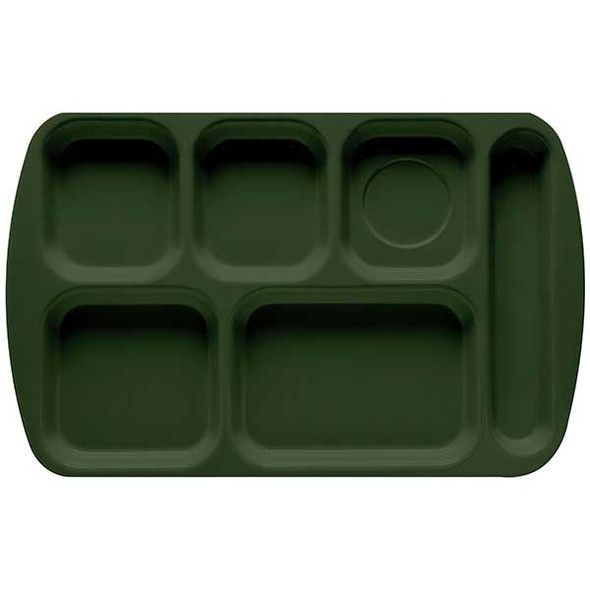 GET TR-151-HG 6-Compartment School Tray, Right Handed, Hunter Green - 12/Case