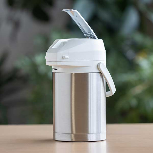 Service Ideas CTAL22WHT Color Me SVAC 74.4 oz. Insulated Airpot, Brushed Stainless & White