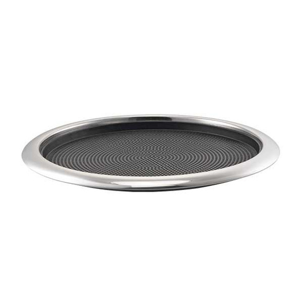 Service Ideas TR1614RIPS 16" Non-Slip Tray, Removable Insert, Round, Polished Stainless