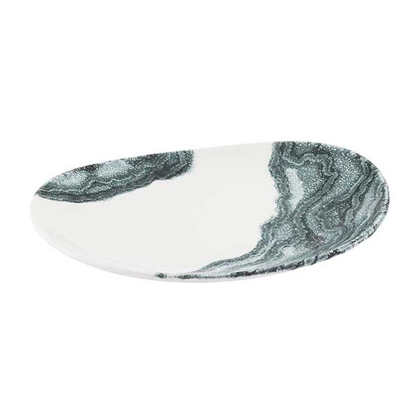 Churchill TDBKOPL11 Inked Tide 7-1/4" x 6-1/8" Opal Organic Plate, Ceramic, Black