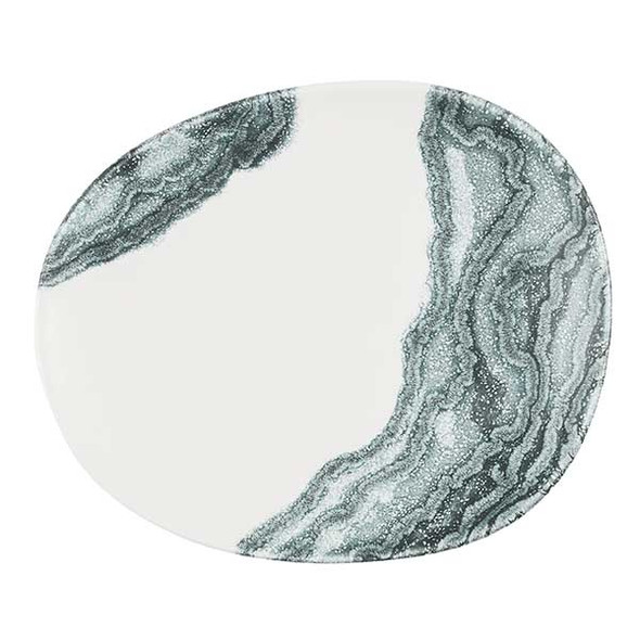 Churchill TDBKOPL21 Inked Tide 8-1/4" x 6-7/8" Opal Organic Plate, Ceramic, Black