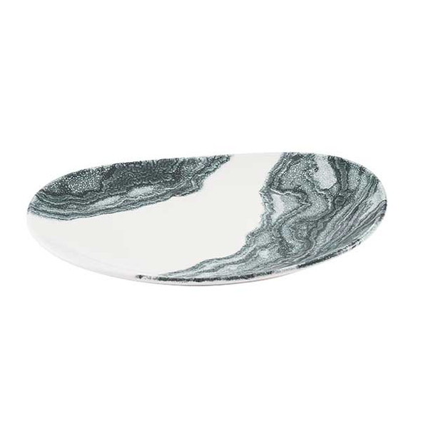 Churchill TDBKOPL31 Inked Tide 10-1/4" x 8-1/2" Opal Organic Plate, Ceramic, Black