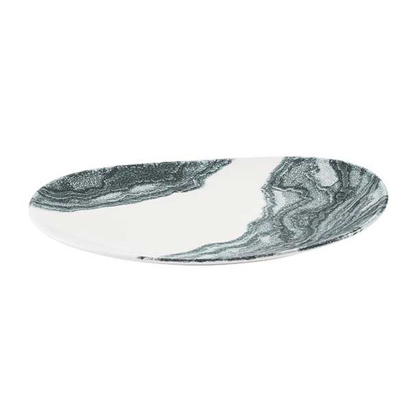 Churchill TDBKOPL51 Inked Tide 13-5/8" x 9-1/4" Opal Organic Platter, Ceramic, Black