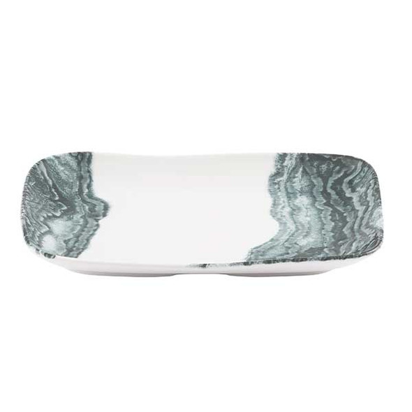 Churchill TDBKPLT21 Inked Tide 10-1/4" x 5-7/8" Natural Deep Tray, Ceramic, Black