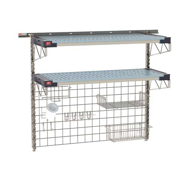 Metro SW-1848S4-45-PREP SmartWall Life 48" x 18" Wall Shelving Food Prep Kit, 2-Shelf