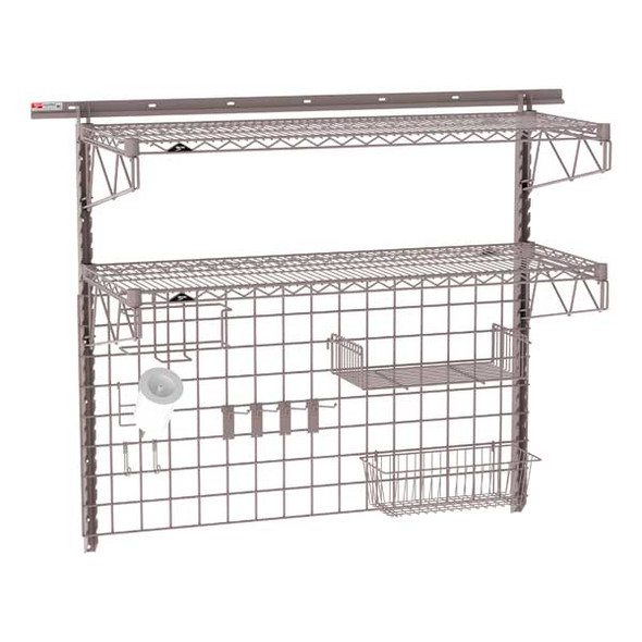 Metro SW-1848K4-45-PREP SmartWall 48" x 18" Wall Shelving Food Prep Kit, 2-Shelf